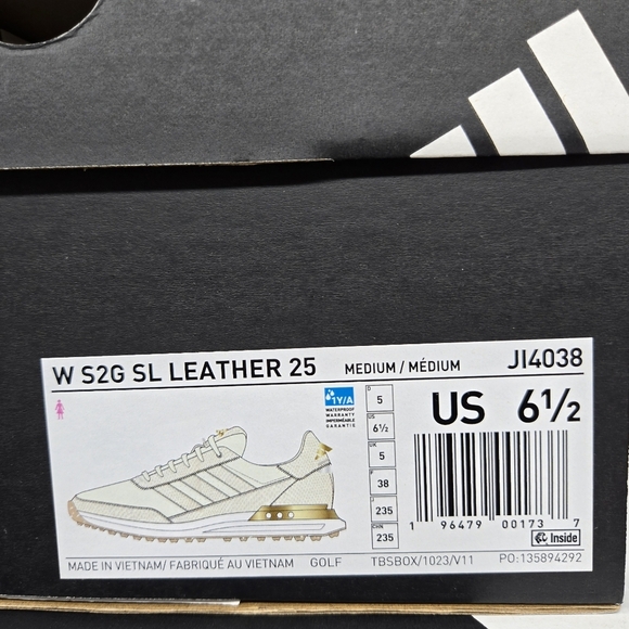 New adidas S2G 24 Leather Spikeless Golf Off White Gold Women's Shoes Size 6.5 - Picture 8 of 8